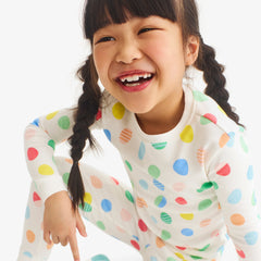 Clearance Kids organic long PJ set in rainbow egg hunt