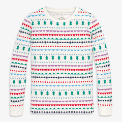 Clearance kids organic long sleeve PJ top in merry ribbons
