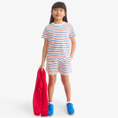 Kids park short in stripe