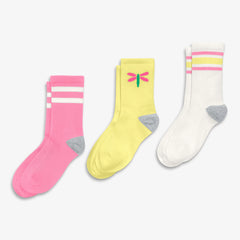 Kids athletic sock 3-pack in dragonfly mix
