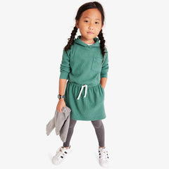Clearance kids heathered waffle hoodie drawstring dress