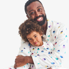 Clearance kids organic long sleeve PJ top in rainbow village