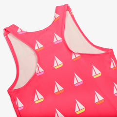 Kids swim tank & shortie set in sailboats