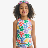 Kids swim tank in rainbow blooms