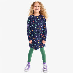 Clearance kids sweatshirt dress in rainbow confetti stars