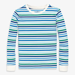 Clearance kids organic long sleeve PJ top in cool stripes