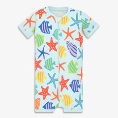 Baby organic zip shortie in under the sea