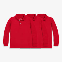 Kids long sleeve pique polo 3-pack