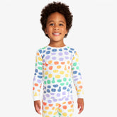 Kids organic long sleeve PJ top in rainbow pumpkins