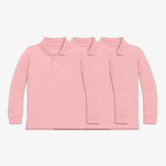 Kids long sleeve pique polo 3-pack