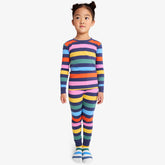 Kids organic PJ pant in rainbow stripe