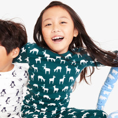 Clearance kids organic long sleeve pj top in forest friends