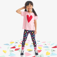 Kids classic legging in rainbow candy hearts