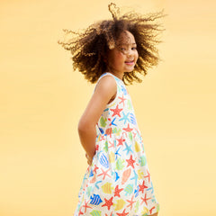 Kids cross-back tank dress in under the sea