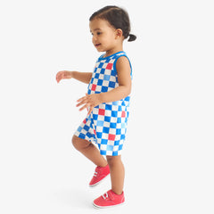 Baby tank shortie in checkerboard