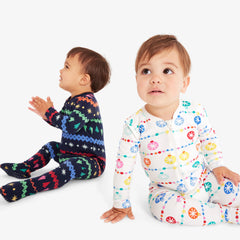 Clearance baby organic zip footie in festive fair isle