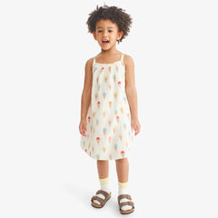 Kids cotton gauze tank dress in rainbow scoops