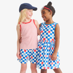 Kids park short in checkerboard