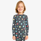 Kids organic long sleeve PJ top in rainbow galaxy