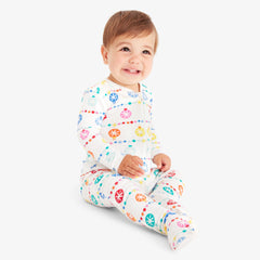 Clearance baby organic zip footie in confetti lights