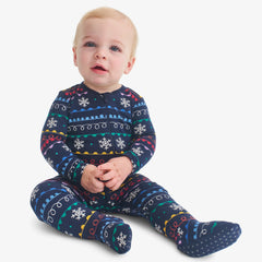 Clearance baby organic zip footie in rainbow fair isle