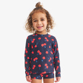 Kids long sleeve swim top in cherries