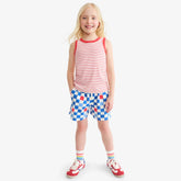 Kids park short in checkerboard