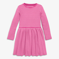 Kids long sleeve rib perfect pocket dress in stripe