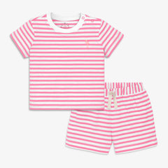 Baby stripe embroidered set