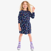Clearance kids sweatshirt dress in rainbow confetti stars