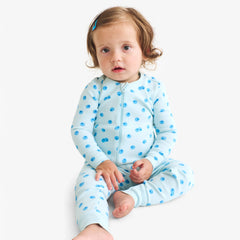 Baby organic zip romper in summer fruits