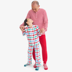 Clearance kids flannel PJ top in peppermint plaid