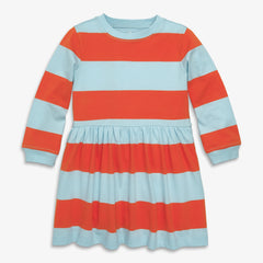 Kids long sleeve easy dress in stripe