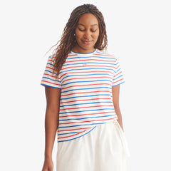 Women's fit easy crewneck tee in multi stripe