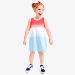 Clearance kids tank dress in dip-dye