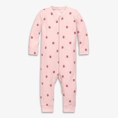 Baby organic zip romper in baby bugs