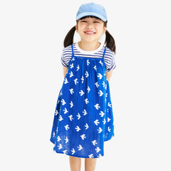 Clearance kids gauze tank dress in bluejays