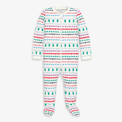 Clearance baby organic zip footie in merry ribbons