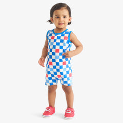 Baby tank shortie in checkerboard