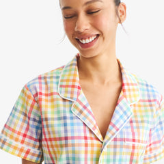 Women's fit PJ top in rainbow plaid