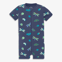 Baby organic zip shortie in garden critters