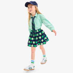 Clearance kids pull-on pocket skirt in apple orchard