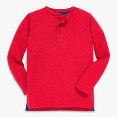 Kids heathered long sleeve henley tee