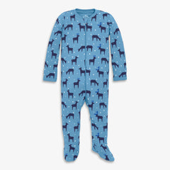 Clearance baby organic zip footie in snowy reindeer