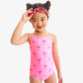 Kids swimsuit in flamingos