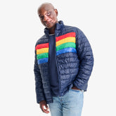 Unisex fit lightweight puffer jacket in stripe