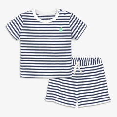Baby stripe embroidered set