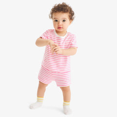 Baby stripe embroidered set