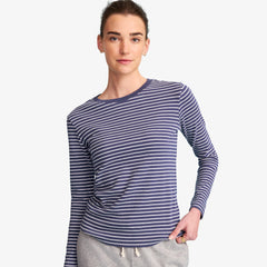 Women's fit long sleeve rib tee in stripe
