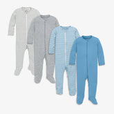 Organic cotton 2-way zip footie 4-pack